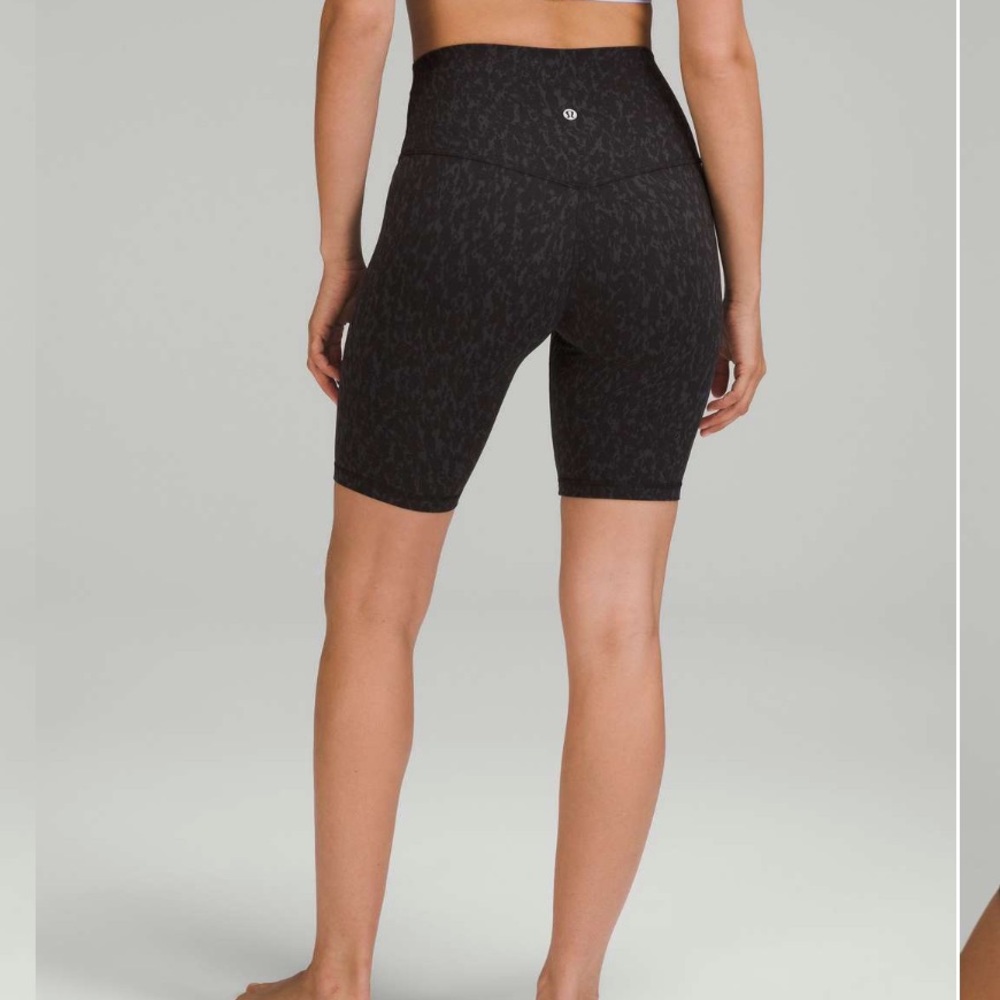 lululemon athletica Black Patterned High-Rise Bike Shorts
